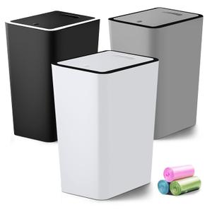 Lysam Small Trash Can, 3 Pack 4 Gallons Bathroom Garbage Can with Lid Press-Top, Small Waste Basket with Trash Bags