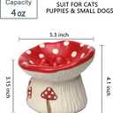 Ceramic Cat Slow Feeder, Cute Mushroom Shape Elevated Food Bowl, Shallow Raised Cat Dish, Anti Vomiting Whisker Fatigue Bowls