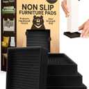 CasterMaster Non-Slip Furniture Pads Square Rubber Anti-Skid Caster Cups, Anti-Sliding Floor Protectors for Furniture (Black, 4'' x 4'' (Pack of 4))