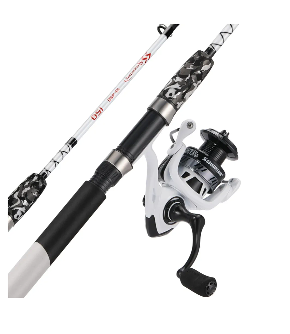 Sougayilang Spinning Reel and 2-Piece Fishing Rod Combo, Durable Graphite & Fiberglass Rod, Split-Grip Cork Handle,Right/Left Handle Position(5FT)