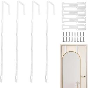 OXDFK 4 PCS Over The Door Mirror Hanger, Adjustable Door Mirror Hanger, Five-Hole Over The Doors-Mirrors Hook, Mirrors Doors Hangers with 2 Iron Filings and Screws (White)
