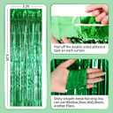 2 x Green Streamers Green Birthday Decorations - Foil Fringe Curtain Backdrop for Dinosaur Birthday Decorations Jungle Party Decorations-5 Packs