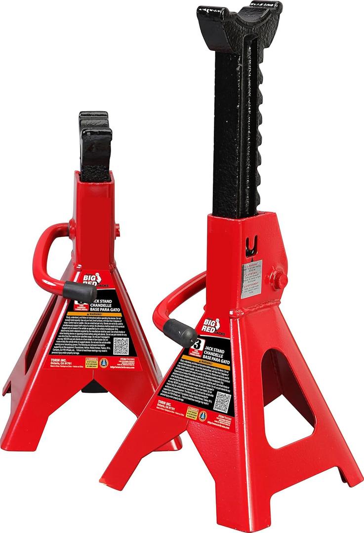 BIG RED 3 Ton Heavy Duty Steel Jack Stands, Capacity Car Lifting Stand,1 Pair (basic)
