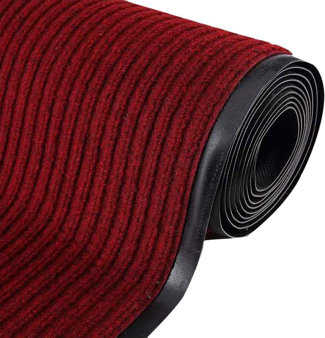 Commercial Grade Door Floor Mat 3' x 16.4' Brush Step Entrance Mat Slip Skid Entrance Mat with PVC Backing Home Office Hotel Corridor Indoor Outdoor Runner Rugs Corridor Floor Carpet, Red