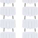 8 Packs Round Tablecloth 60 Inch White Table Cloth for Circle Tables, Washable Polyester Fabric Tablecloths, Wrinkle Resistant Table Cloth Round Cover for Wedding Party Banquet Dining