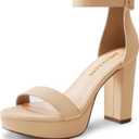 DREAM PAIRS Women's Platform Chunky High Heeled Sandals Open Toe Block Heels Ankle Strap Dress Shoes for Wedding Party Evening, Size 7