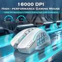 Redragon Wireless Gaming Mouse, MMO Gaming Mouse UP 16,000 DPI, 16 Macro Programmable Buttons, RGB Rechargeable Mouse with 12 Side Buttons, 70Hrs for PC Laptop MOBA FPS, White,M901P-WS