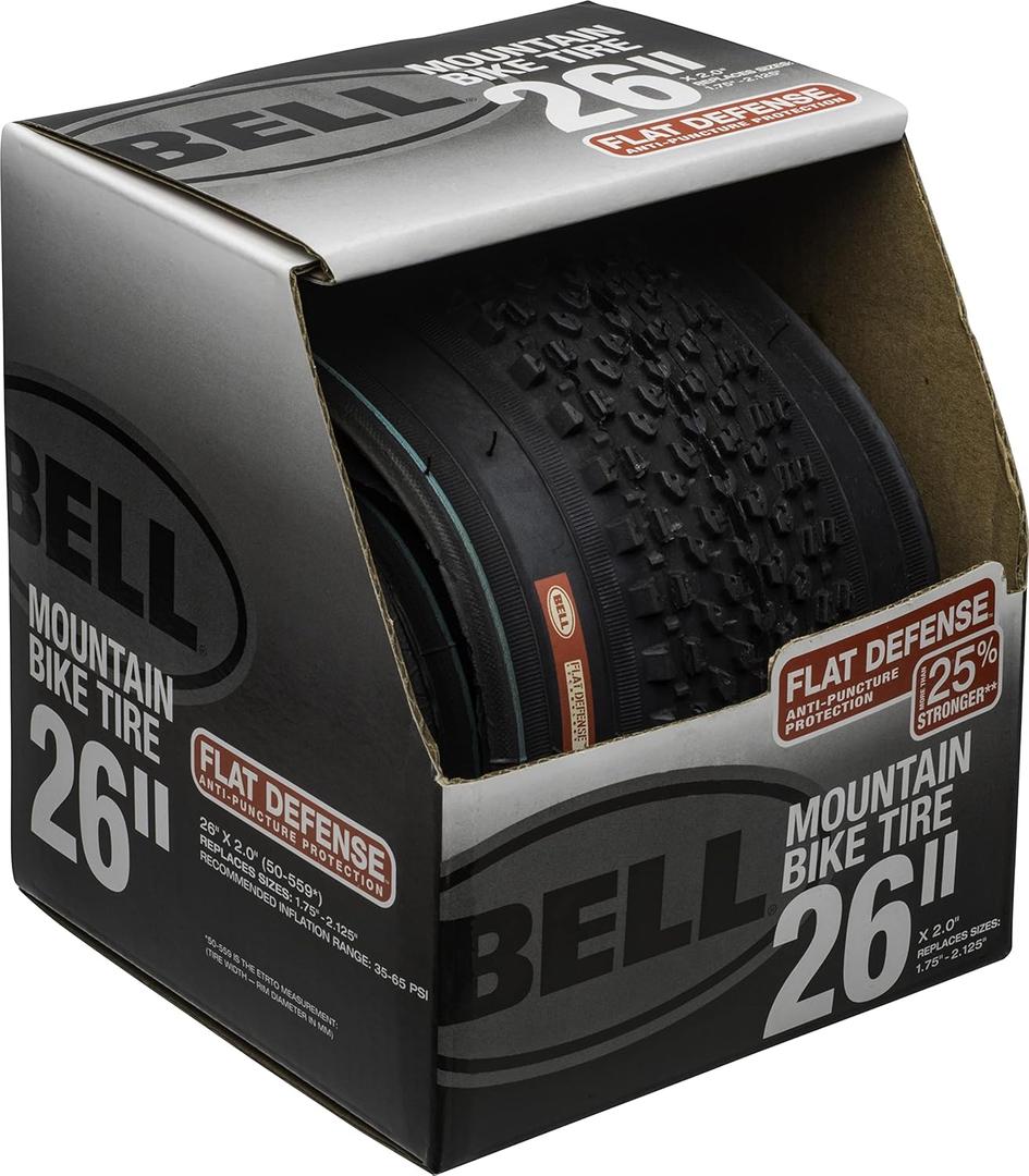 Bell 7091040 Flat Defense Mountain Bike Tire, 26" x 1.75-2.125", Black, 26" x 1.75-2.125"