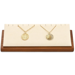 Solid Wood Jewelry Pendant Display Stand Jewelry Necklace Organizer Display Tray(Beige)