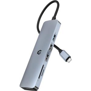 USB C HUB, 6 in 1 USB C Adapter, USB 3.0, 4K HDMI, Dual USB 2.0 Ports, SD/TF Card Reader, Docking Station Compatible with Mac Pro/Air and Other Type C Devices