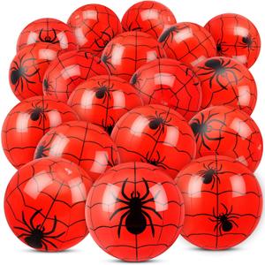 18 Pack Christmas Spider Inflatable Beach Balls for Kids 12 Inch Red Spider Web Themed Party Favor Gifts Bulk for Birthday Swimming Pool Beach Xmas Class Party Supplies Decorations