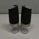 Battery Operated Salt And Pepper Grinder Set with LED Light, Automatic Electric Gravity Salt And Pepper Shakers Set, Each 6 AAA Batteries Needed, Adjustable Roughness, 2 Pack (Black)