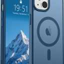 SUPFINE Magnetic for iPhone 15 Case (Compatible with MagSafe) (Military Grade Drop Protection) Slim Translucent Matte Shockproof with Anti-Fingerprint Phone Case,Deep Blue