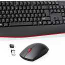 Wireless Keyboard and Mouse Combo-Full Size QWERTY Layout 2.4G Stereo Keycap Ergonomically Designed Mechanical Keyboard Set for Windows, PC,Laptop, Notebook,Computer with USB-A&USB-C 2-in-1 Receiver