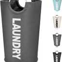 125L X-Large Laundry Basket, Freestanding Tall Clothes Hamper, Collapsible Laundry Bag, Dark Grey