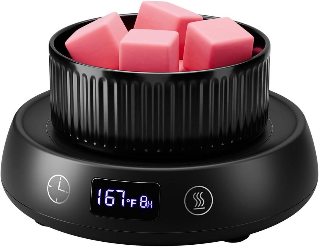 Wax Melt Warmer 3-in-1 Candle Warmer with Timer, Electric Scented Wax Melter Fragrance Wax Cube Burner for Home Bedroom Office, 8H Auto Shut Off 3 Temperature Setting (Black)