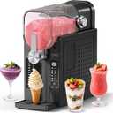 Slushie Machine, No Ice Needed Slushy Maker for Home, Real-Time Temp Display, Frozen Drink Maker with 6 Preset Programs for Ice Cream, Frapps, Milk Shake and More, Black, 1 Pack+3Modes