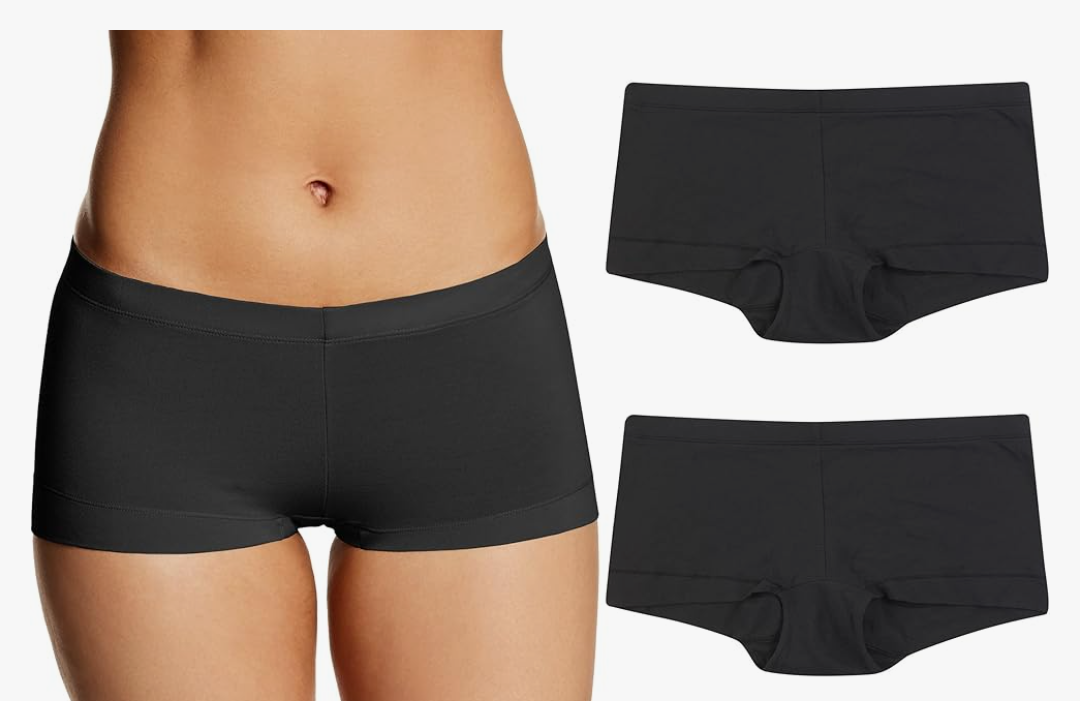 Maidenform Women's Underwear Boy Shorts Pack, 2-Pack, Stretch Cotton Underwear Women Pack, Comfy Boy short Panties for Women S