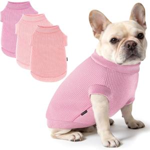 3 Pack Dog Shirt for Small Supplies Functional Waffle Dog Clothes Warm Soft Sweatshirt Outfit for Dogs Cats Pet Apparel Large