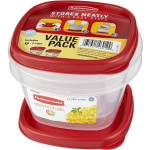 Rubbermaid Easy Find Lids Food Storage Containers, 2 Cup, Racer Red, 4-Piece Set