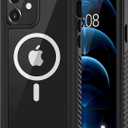 Lanhiem for iPhone 12 Magnetic Case, [Compatible with MagSafe] IP68 Waterproof Dustproof Case with Built-in Screen Protector, Full Body Shockproof Protective Phone Cover for iPhone 12 6.1 inch -Black
