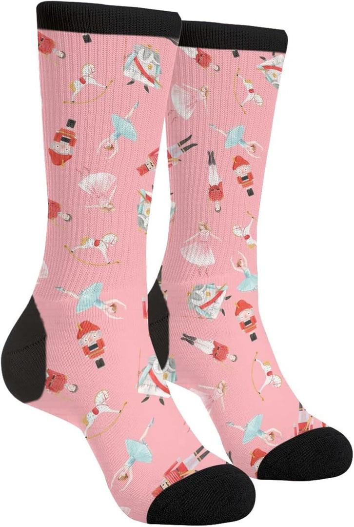 Cool Socks For Men Women Fun Novelty Crew Athletic Socks (One Size, Black and White15)