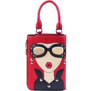 Novelty Unique 3D Lady Face PU Leather Top Handle Satchel Handbags for Women Funky Tote Purse Hobo Crossbody Shoulder bags (Red)