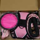 No Pull Dog Harness, Collar & Leash Set | Includes Dog Seat Belt, Collapsible Bowls & Poop Bag Dispenser. Ideal for Training, Walking, Hiking (Pink-M)