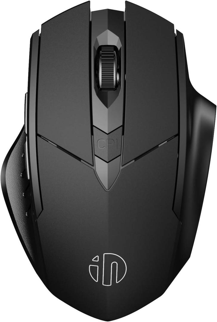 INPHIC Multi-Device Bluetooth Mouse Wireless, Rechargeable, USB Receiver, 6 Buttons, Ergonomic for Laptop, Computer, Mac, PC etc. (Black)