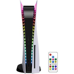 YUANHOT LED RGB Light Strip Compatible with PS5 Pro/PlayStation 5/PS5 Slim Disc&Digital Edition Console with 7 Colors 358 Modes, DIY Decoration Accessories Flexible Lights Strip with Remote