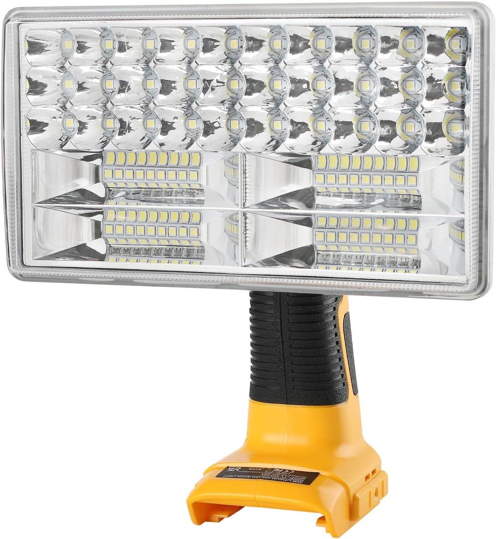 LED Work Light for Dewalt 20V Battery, Hiesuan 30W 3300LM Jobsite Light Flashlight Spotlight with 110 Degree Pivoting Head Zinc Alloy, 5V 2.1A USB Port (8")