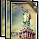 100% Solid Wood 12x18 Picture Frame Set of 3, Black Frame Display Photo 11x17 with Mat or 12 x 18 without Mat, 12by18 HQ Matte Black Frame for Wall - 3 Pack/Black/12 x18