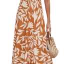 Sherosa Women Boho Chevron Striped Floral Printed Summer Sleeveless Tank Long Maxi Party Dress (Small)