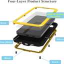 LOVE MEI Military Rugged Case for Samsung Galaxy S25 FE 5G, with Tempered Glass Screen Protector, Shockproof Dustproof Scratch Proof Hybrid Metal and Silicone Gel Heavy Duty Full Body Cover (Yellow)