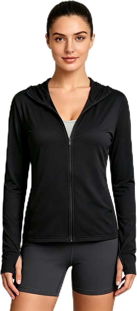 Women's UPF 50+ Sun Protection Zip Up Hoodie Jacket Lightweight for Hiking