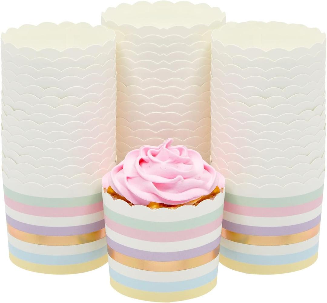 50-Pack Pastel Cupcake Liners - Large Paper Baking Cups for Birthdays, Home Baking, Bake Sales, Bridal Showers (2.2 In)
