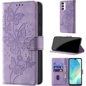 Case Wallet for Samsung Galaxy A16 5G, [RFID Blocking] 3 Card Holder Stand [Shockproof TPU Shell], PU Leather Magnetic Closure Protective Flip Cover 6.7-inch, Purple