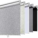 Cordless Roller Shades Blackout Blinds for Windows Room Darkening Rolled Up Shades with Spring System, UV Protection Natural Linen Fabric Window Shades Door Blinds for Home,29" W x 72" H, Heather Grey