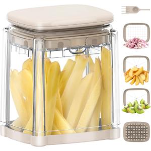 French Fry Cutter, Solucky Potato Onion Cutter, Professional Homestyle Vegetable Chopper Dicer, Great for Potatoes Carrots Cucumbers Zucchini Pepper (Apricot Pink)