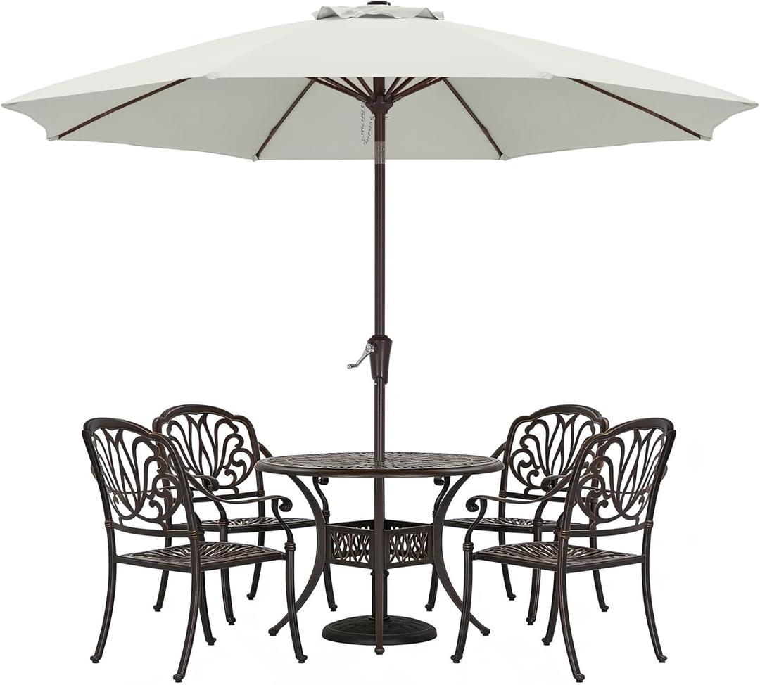 ABCCANOPY 9FT Outdoor Patio Umbrella, 8 Ribs Table Umbrella w/Crank for Easy Set Up, Suitable for Garden, Lawn, Deck & Backyard (Light Beige)