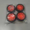 Preglued 12mm Hex Wheel Rims Rubber Tires with Foam Inserts OD 86mm/3.38" for Traxxas Bandit WLtoys 144001 Redcat 1/10 RC Off-Road Buggy Car, Set of 4 (Color C)