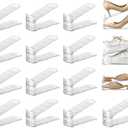 shoe slots organizer, Clear Shoe Stacker, Adjustable Level Shoe Rack,Storage Space Saver for Sneakers Display (Transparent, 16Pack)