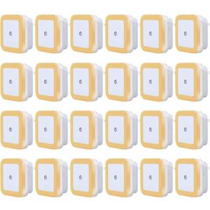 Hortsun 24 Packs LED Night Lights Plug into Wall with Smart Dark Sensor Automatic Hallway Plug in Lights for Bedroom, Bathroom, Toilet, Stairs, Kitchen, Adults(Warm White)