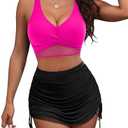 Blooming Jelly Womens High Waisted Bikini Sets Swim Skirt Mesh Swim Suits 2025 2 Piece Tummy Control Bathing Suits. Size M