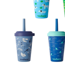 REDUCE GoGo's Kids Portable Tumbler Cups with Lids and Spill-Proof Straws - 3 Pack of Stackable 12 oz Tumblers with Twist-On Lids - Easy Storage, Dishwasher Safe - Scavenger Boy Set