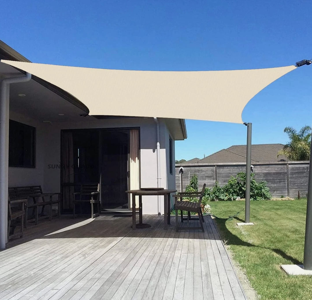 SUNNY GUARD Sun Shade Sail 20' x 20' Rectangle Butter Cream UV Block Sunshade for Backyard Yard Deck Patio Garden Outdoor Activities and Facility
