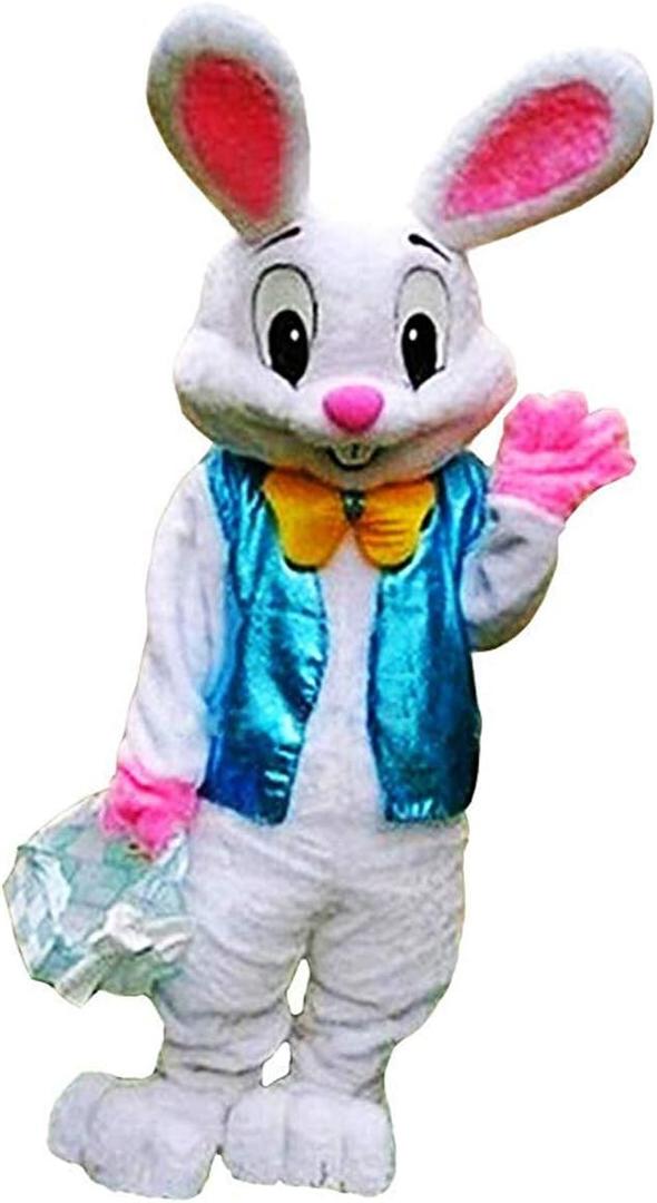 Plush Easter Bunny Rabbit With Vest Halloween Mascot Costume Party Cosplay Dress, Brown