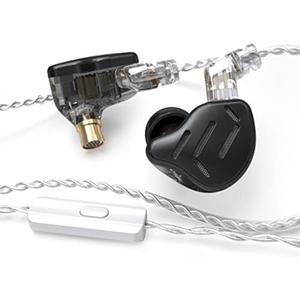 Linsoul KZ Zax 1DD+7BA Hybrid Driver HiFi in-Ear Earphones with Zin Alloy Shell, Detachable 2 Pin 0.75mm OFC Cable (with Mic, Black)