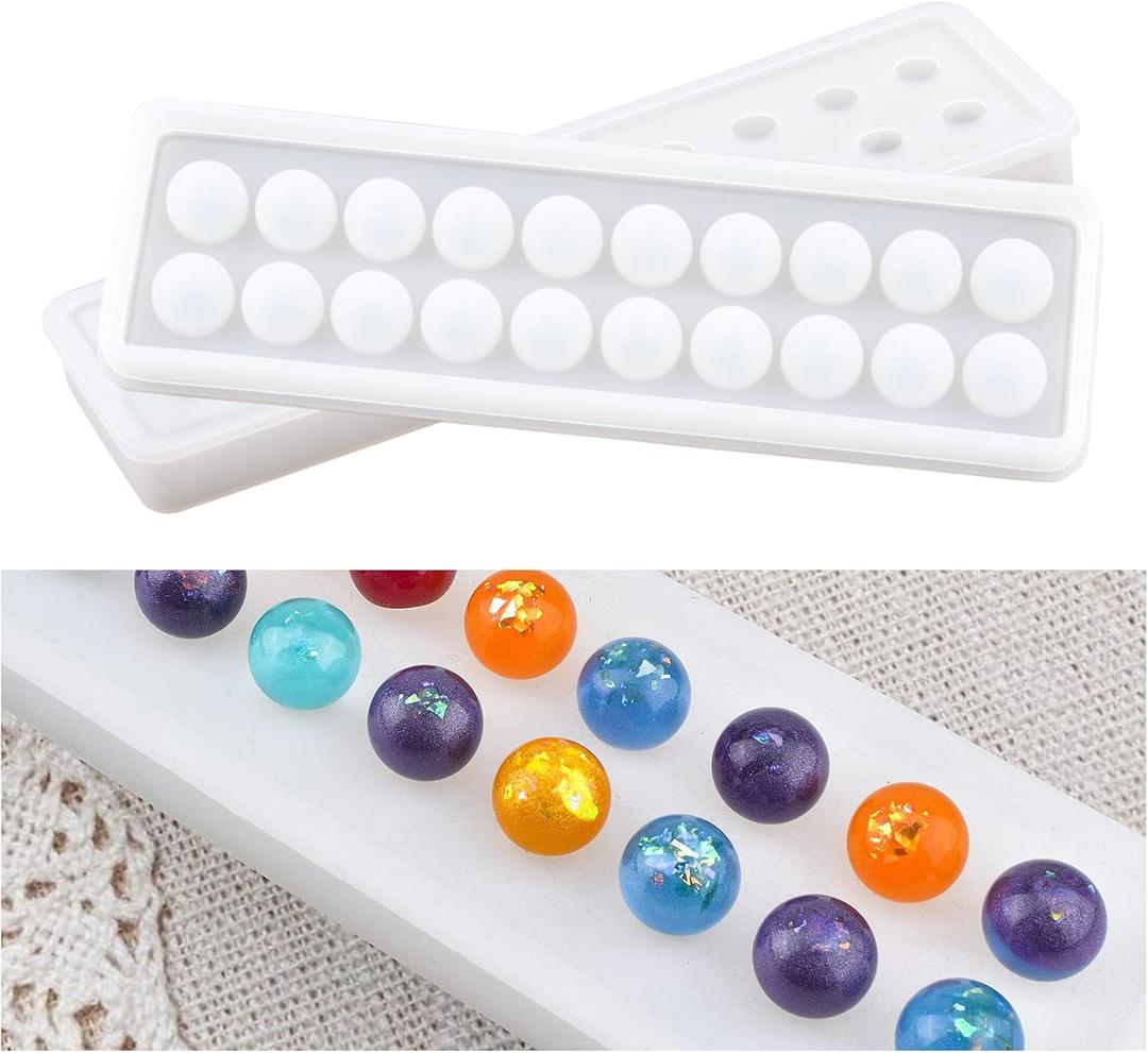 WANDIC Silicone Mould, 1 Pc Beads Mold Round Ball Resin Casting Mold for DIY Epoxy Pendant Necklace Bracelet Jewelry Making Handmade Craft