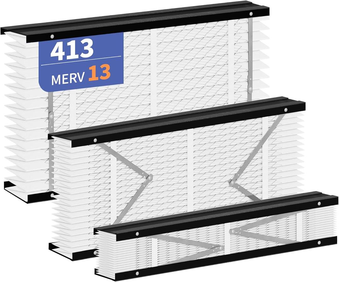 2-Pack 413 Filter Replacement Compatible with AprilAire 413 Whole House Air Purifiers Models,1410,1610,2410,2416,3410,4400,MERV 13 Furnace Filter Replacement, fit for 16x28x4Furnace actual size